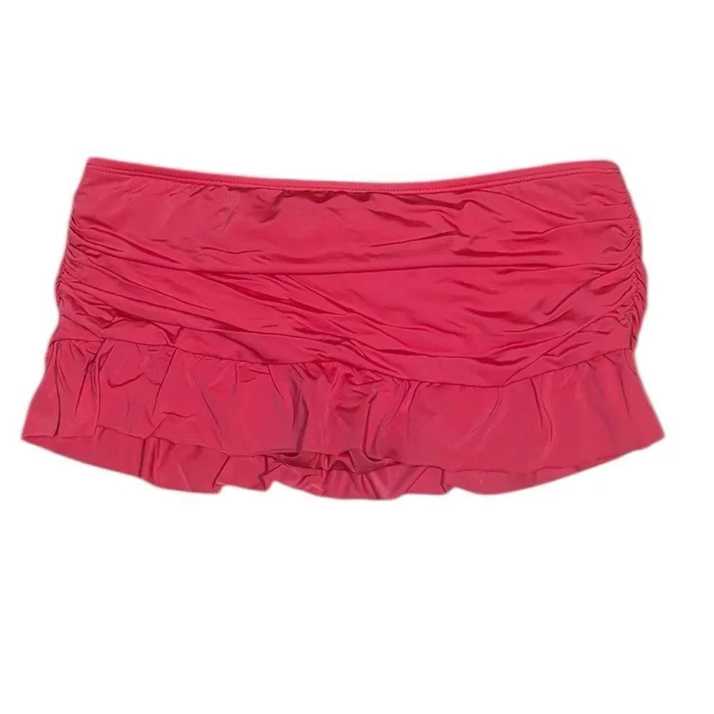 Kenneth Cole Reaction Swim Mini Skirt, Ruffle, rouched, low rise, coral, Medium